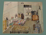 Watercolor Painting by Helga Wolfenstein of Beds at Theresienstadt