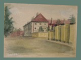 Watercolor Painting by Helga Wolfenstein of Hohenelber Hospital Nurses Room at Theresienstadt