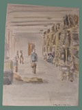 Watercolor Painting by Helga Wolfenstein of Bunks at Theresienstadt