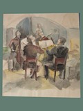 Watercolor Painting by Helga Wolfenstein of a Quartet at Theresienstadt