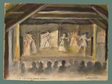 Watercolor Painting by Helga Wolfenstein of the Theater at Theresienstadt