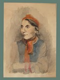 Watercolor Painting by Helga Wolfenstein of Her Aunt Julia 'Ully' Bondi Fleischerov at Theresienstadt