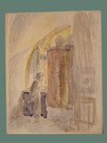 Watercolor Painting by Helga Wolfenstein of a Jewish Male at Theresienstadt