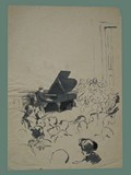 Watercolor Painting by Peter Kien / Petr Kien of a Piano Recital at Theresienstadt