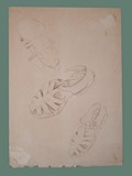 Drawing by Helga Wolfenstein of Shoes at Theresienstadt