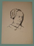 Drawing by Helga Wolfenstein of Her Mother Hermine 'Mina' Bondi Wolfenstein at Theresienstadt