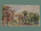 Watercolor Painting by Helga Wolfenstein of Trees at Theresienstadt