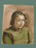 Watercolor Painting by Helga Wolfenstein of Female at Theresienstadt