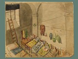 Watercolor Painting by Helga Wolfenstein of Scarlet Fever Ward at Theresienstadt