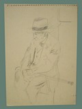 Drawing by Peter Kien / Petr Kien of a Dapper Jewish Man at Theresienstadt