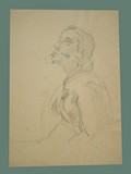 Drawing by Peter Kien / Petr Kien of a Woman at Theresienstadt -- Back